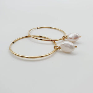 CONTACT US TO RECREATE THIS SOLD OUT STYLE Freshwater Pearl Hoop Earrings in 14k Gold Fill - FJD$ - Adorn Pacific - All Products