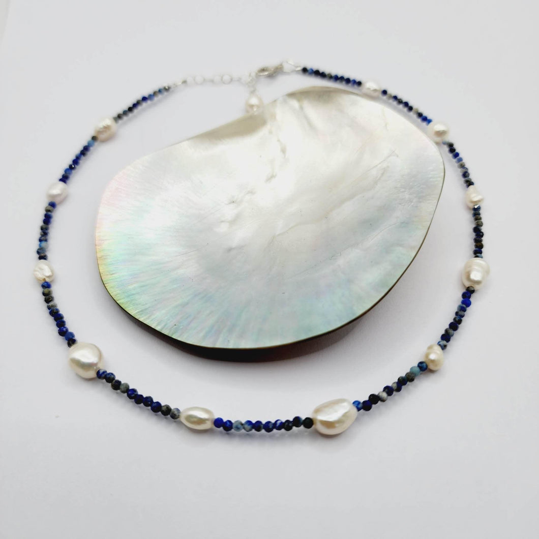 READY TO SHIP Glass Bead & Freshwater Pearl Choker Necklace - 925 Sterling Silver FJD$ - Adorn Pacific - Earrings