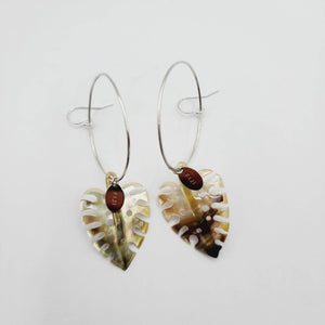CONTACT US TO RECREATE THIS SOLD OUT STYLE Monstera Carved Mother of Pearl Shell Earrings - 925 Sterling Silver FJD$ - Adorn Pacific - All Products