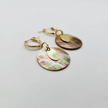 Load image into Gallery viewer, READY TO SHIP Mother of Pearl Huggie Earrings - 14k Gold Fill FJD$ - Adorn Pacific - Earrings
