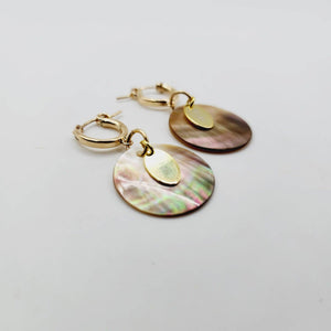 READY TO SHIP Mother of Pearl Huggie Earrings - 14k Gold Fill FJD$ - Adorn Pacific - Earrings