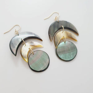 CONTACT US TO RECREATE THIS SOLD OUT STYLE Mother of Pearl Moon Phase Earrings - 14k Gold Fill FJD$ - Adorn Pacific - Earrings
