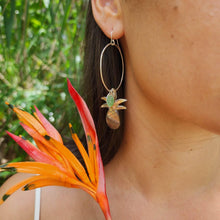 Load image into Gallery viewer, READY TO SHIP Pineapple Carved Mother of Pearl Shell Earrings - 925 Sterling Silver FJD$ - Adorn Pacific - All Products
