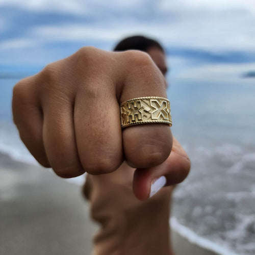 READY TO SHIP - Unisex Tapa Band - 9k Solid Gold FJD$ - Adorn Pacific - Rings