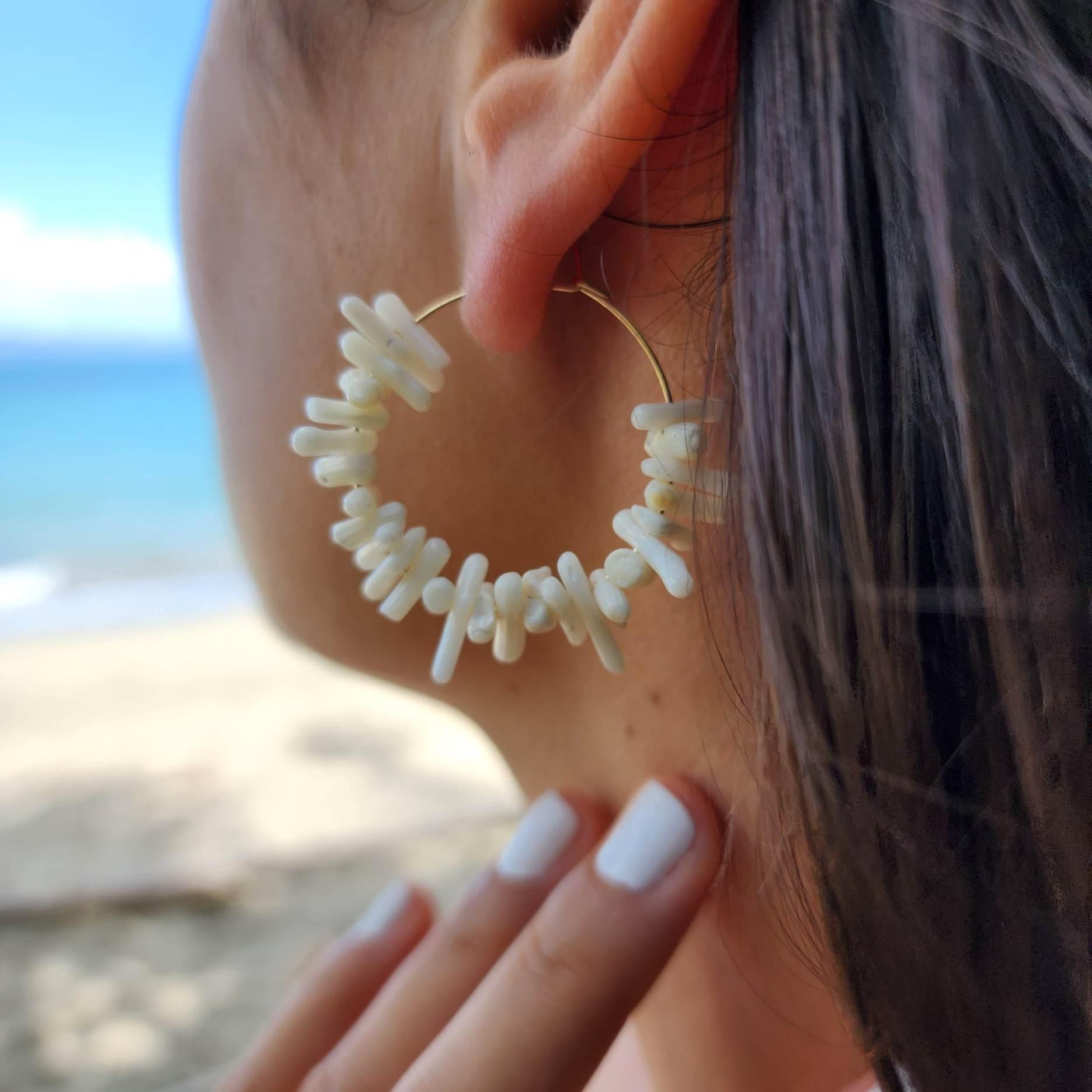 White Coral good Earrings 14k